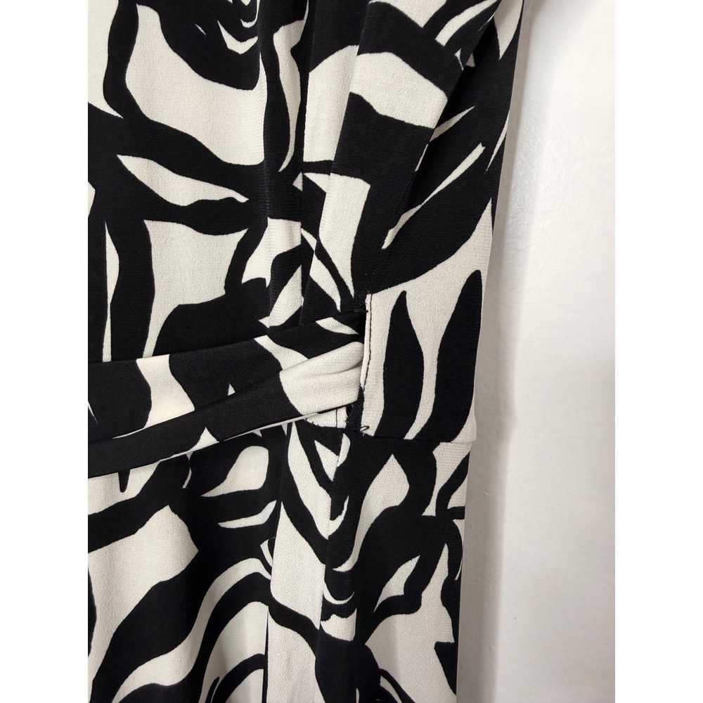 Maggy London Wrap Dress Cream Black Floral Sheath GT1055M Women's 6 - Picture 7 of 10